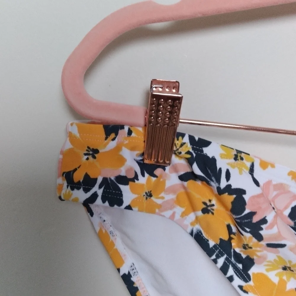 Kona Sol Pink and Orange Floral Print Bikini Bottoms Size Large